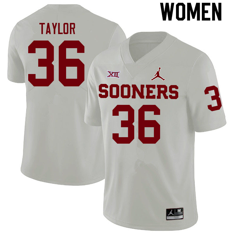Women #36 Ty Taylor Oklahoma Sooners College Football Jerseys Sale-White